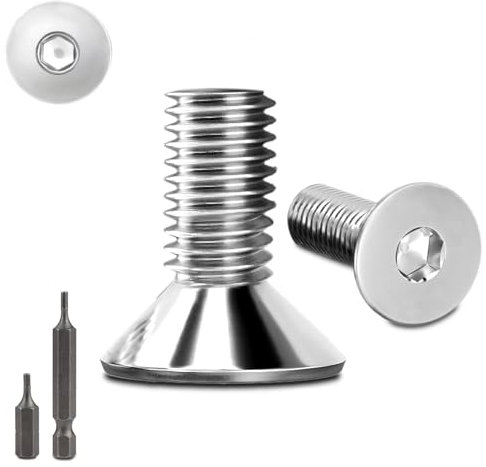 Lot de 150 vis à tête fraisée en acier inoxydable M3 x 6 mm à six pans creux M3 Vis à tête fraisée avec 2 têtes de vis hexagonales Douille Vis filetée DIN 7991/ISO 10642 (argenté)
