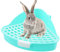 Töpfchen-Ecktoilette für Meerschweinchen, Kaninchenklo Ecke, Hasen Toilette mit Gitter, Plastik Kaninchenklo, Hasen Toilette Fest, Kleintier-Klo für Käfig, Frettchen, Chinchillas, Hamster (Blau)