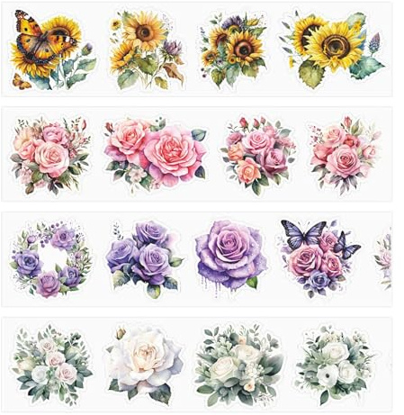 CWPFVQA 4 rotoli di nastro per fiori, adesivi trasparenti per scrapbooking, nastro decorativo per album fotografici