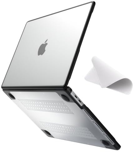 eleger Cover anti-cracking compatibile con MacBook Pro 13 pollici M2/M1 A2338 A2251 A2289 A2159 A1989 A1708 A1706, versione 2022-2016, bordo in TPU nero e Custodia rigido in PC, Trasparente opaco