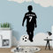 Football Player Wall Sticker - Kid Silhouette Personalised Shirt Art Decal (90cm Height x 35cm Width)