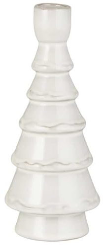 IB Laursen Kerzenhalter Tannenbaum Weiß Keramik für 1 Kerze 20 cm Kerzenständer