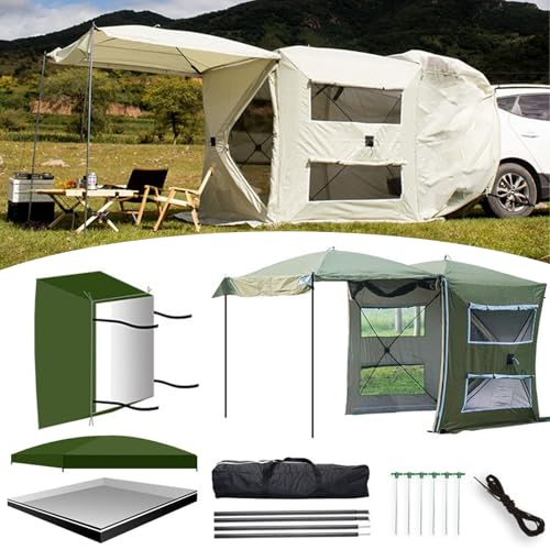 Ddasam Auto Zelt, heckzelt Auto, heckklappenzelt pkw, Heckzelt für Auto mit Moskitonetz, Winddicht, Sonnenschutz und Wasserdicht Für Selbstfahrende/Lange Reisen