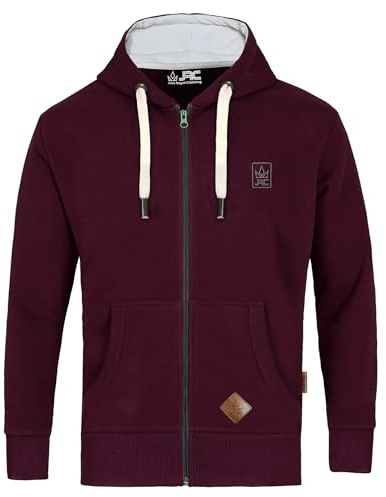 JRC Just Royal Clothing Mens Zipped Fleece Hoodies with Thermal Hood Inner, Casual Zip Up Hooded Sweatshirt Tops with Pockets (Maroon, M)