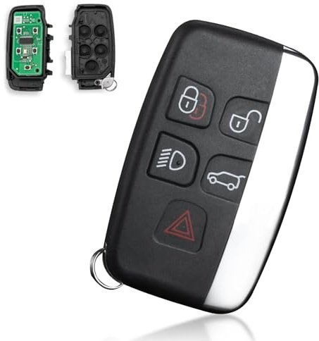 Key Cover, 5 Button Car Key Fob Case for Range Rover Sport, Evoque, Discovery 4, Freelander, Jaguar XE XJ XF, 2010-2015 Remote Key Shell Replacement, Jaguar Keyring