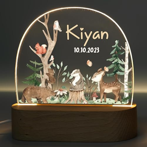 MINIHELDEN - Nachtlicht Baby mit sanftem Licht für Schlafzimmer – Personalisierte Geschenke für Kinder mit Namen – Dimmbares Nachtlicht Kinder – Baby Geschenk zur Geburt – Stilllicht mit USB-Kabel