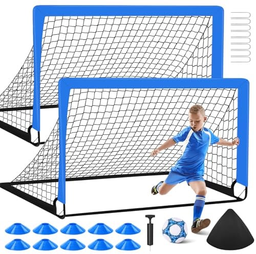 2 Buts de Football avec Ballon, 10 Cônes de Football et Sac, 1,2 x 0,9 M