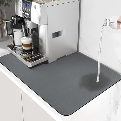 Tapis Egouttoir Vaisselle 40×60 cm Tapis De SéChage Vaisselle Absorbant, Tapis De Drainage De Cuisine Super Absorbant,Tapis Absorbant Cuisine Vaisselle pour Bar à Café Tapis de Déversement,Gris Foncé