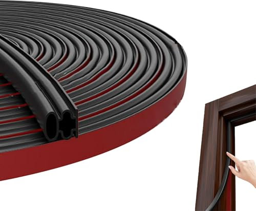 Pilyero Guarnizione Porta Blindata, Guarnizioni Finestre, Guarnizioni in Gomma, Antivento e fonoisolante, Nastro Sigillante a Forma di D (6m, nero)