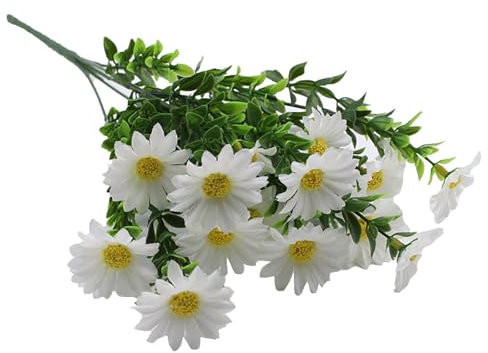Bouquet commemorativo di margherite artificiali, in seta, da appendere alla finestra, al tavolo, centrotavola, decorazione da giardino (bianco, taglia unica)