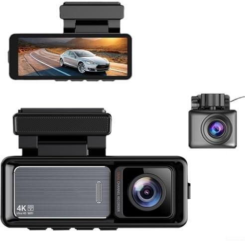 Avec deux enregistreurs de voiture, écran de 3,2, enregistrement double 4K + 1080p, avec contrôle WiFi/application intelligente