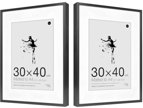 LIVINGTASTE 2 Stück Bilderrahmen 30x40 cm- Aluminium Schwarz Rahmen