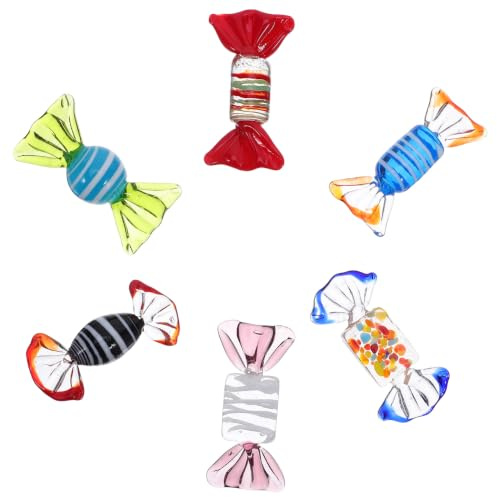 FUNOMOCYA 6-Teiliges Set Murano Glasbonbons Mundgeblasene Süßigkeiten Deko Glasbonbons Für Tischdekoration Weihnachtsbaumschmuck Hochzeits- Und Wohnraumdekoration