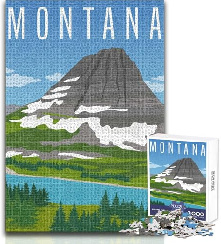 1000-teiliges Puzzle für Teenager: Montana-Berglandschaft–Familienspaß & Spieleabend–Perfekte Dekoration–Wanddeko–Größe: 38x52cm
