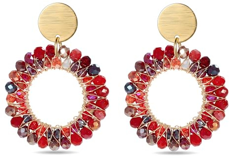 Mit Rund Damen Ohrringe Hängend Boho Sommer Statement Leicht Überhang Kristallweberei Urlaub Elegante Partys Ohrringe