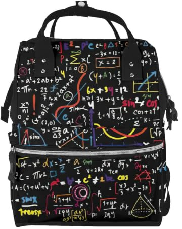 Anceky Zaino a mummia grande, impermeabile, con stampa di formule matematiche, ideale per attività all'aperto, con eleganti spallacci regolabili.