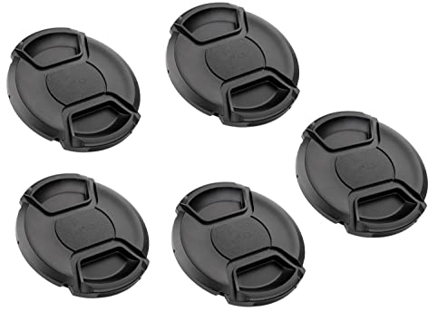 (5 Pcs Bundle) 46MM Front Lens Filter Snap On Pinch Cap, 46mm Lens Cap, 46 mm Protector Cover for DSLR SLR Camera Lense