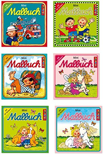 Lutz Mauder - Malbuchset mit 6 Mini-Malbüchern inkl. Stickern - 3 Mädchen- und 3 Jungenmotive