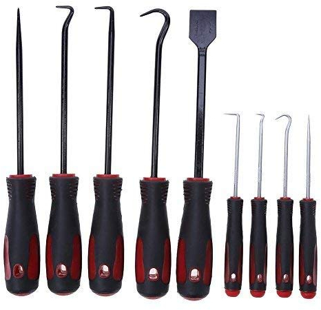 9-teiliges Ölschraubendreher-Set, O-Ring Dichtung Abzieher Zange Hobby Craft Werkzeug, Mini & Standard Haken Werkzeug, abnehmbarer Schlauch, Haken für Industrie, Hand Reparatur