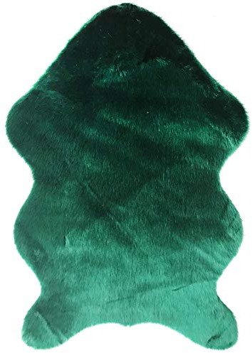 Woneart Kunstfell Lammfell Schaffell Teppich Lammfellimitat Teppich Faux Dekofell Nachahmung Wolle Bettvorleger Stuhl Sofa Matte (75cm×106cm, Grün)