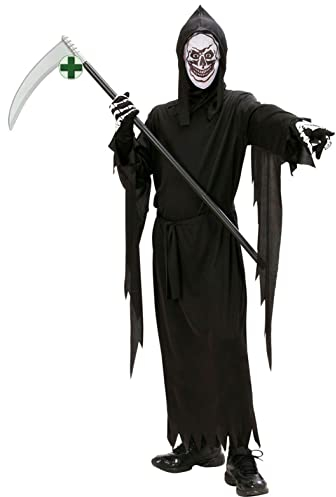 Karneval-Klamotten Warlock Kostüm Kinder mit Sense Henker mit unsichtbarer Gesichtsmaske Grim Reaper Halloween Kinderkostüm