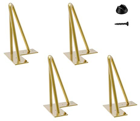 Pied Meuble Scandinave 4pcs Pieds Epingle DIY Pieds pour Table Pied de Chaise avec 20 Vis + 4 Protège Pieds