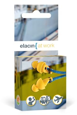 Elacin at work Universal ST24 - Gehörschutz mit Dämmfilter - Gehörschutz Arbeitssicherheit - Earplugs - Gehörschutzstöpsel Erwachsene - Flugzeug - Flugreisen