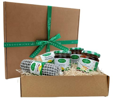Valle del Crati Cesto Pasquale con 5 Prodotti | Pacchetto Regalo di Pasqua | Cestino di Pasqua con Formaggio, Dolci, Sottoli e Creme Spalmabili | Regalo di Pasqua