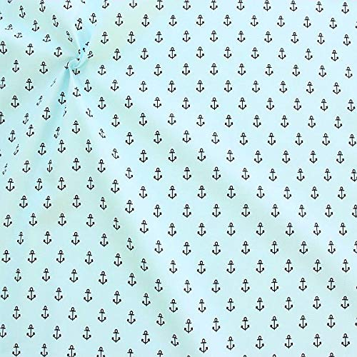 STOFFKONTOR Baumwolle Popeline Stoff Anker Mittel - Öko-Tex Standard 100 - Meterware, Hell-Blau - zum Nähen von Hemden, Blusen, Kleidern, Tüchern, Dekorationen