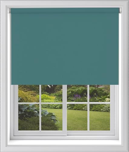 Caecus Teal Blackout Roller Blinds Made To Measure Window Blinds Easy Fit Child Safe Thermal Properties Home Office Fitting Included Up To 150cm Width x Up To 160cm Drop