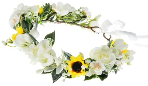 Merroyal Blumenmädchenkrone Braut Blumenkrone Mutterschaft Brautjungfer Haarkranz Hochzeit Foto Requisiten, weiß / grün, Einheitsgröße