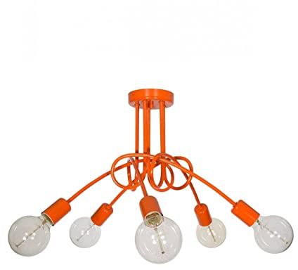 Light-Home Edison Deckenbeleuchtung Lampen Deckenlampen - Deckenlampe Industrial für Wohnzimmer Schlafzimmer und Esszimmer aus Metall - Pendelleuchte 5-Flammig - Orange