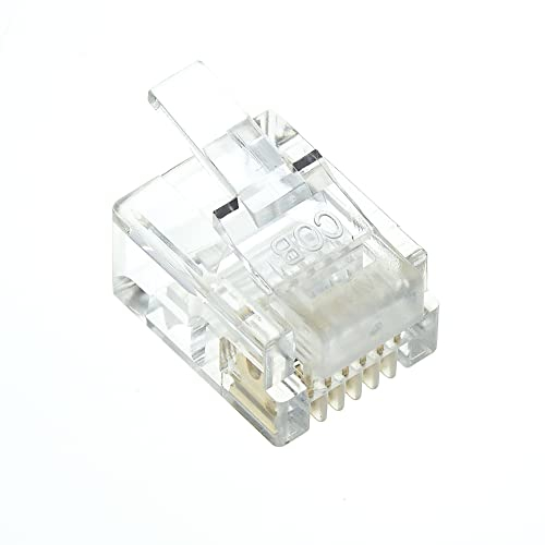 Steckverbinder, 6P6C, RJ12, modularer Telefonstecker - Steckverbinder für Telefonkabel, kompatibel mit Massiv- und Litzendraht, Flachkabel-Buchsenadapter, Crimp-End-Crimper, klarer Stecker - 10 Stück