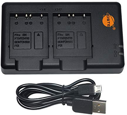 DSTE NP-B/F USB Dual akkuladegert Kompatibel mit Sony NP-BG1,NP-FG1,NP-BD1,NP-FD1,NP-FT1,NP-FE1,NP-FR1 Batterie ALS BC-TRX BCTRX(Versorgung liber Micro-USB zu USB-A 2.0-Ladekabel)
