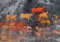 wandmotiv24 Fototapete Höhlenmalerie Abstrakt Malerei, 300 x 210 cm - selbstklebende Strukturtapete, Wanddeko, Wandbild, Wandtapete, Tiere Gelb Rot M5916