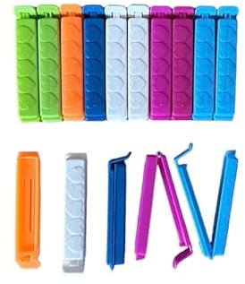 SEVEN4-UK 10 Pack Clips for Food Storage, Food Bag Sealing Clips, Freezer Sandwich Bag Clips Multicoloured Reusable Plastic Bag Clips to Keep Food Fresh