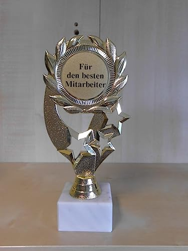 Pokal Geschenk Für den besten Mitarbeiter Geburtstag - Gr. 19 cm, (Gold) - Trophäe - mit Gravur - (A1)