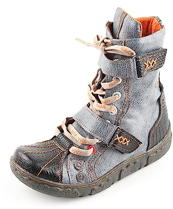TMA EYES Damen PU Futter Flache Stiefeletten mit Reißverschluss für Freizeitstiefel