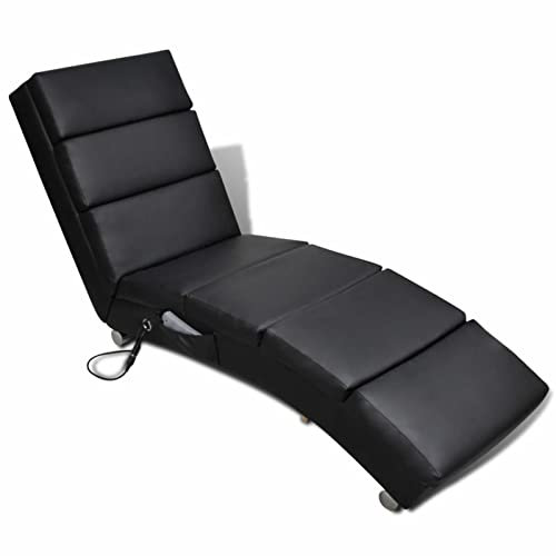 Homgoday Schwarze Massageliege aus Kunstleder, Sonnenliegen, Sofabett Möbel, Gartenliegen, Poolliege für den Außenbereich Pool