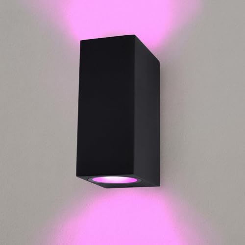 Ledvion - SMART LED Wandleuchte Cube, RGBWW, IP54, Schwarz, Innen/Außen, Außenleuchte, Gartenbeleuchtung