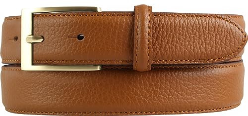 BELTINGER Italienischer Anzug-Gürtel, 30 mm breit, Herren, Anzuggürtel, Hosengürtel, strukturiertes Leder, Schließe Gold