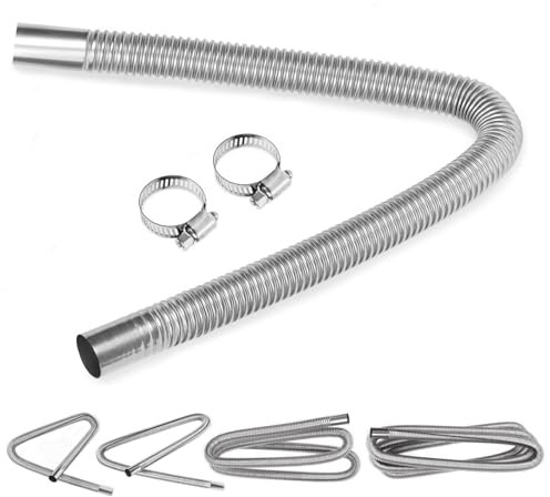 Swpeet 3 pezzi 1 x 23.6 - 25mm x 60cm acciaio inox Diesel riscaldamento tubo di scarico con 18mm-29mm Kit di flange del tubo, serbatoio del carburante aria riscaldamento tubo di scarico per auto