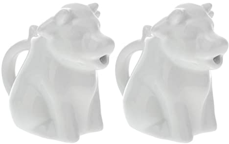 Cabilock 2 Pièces petit pot à lait en céramique de pour vache pot à lait de vache couvert cuisine recipient sauce sucrier tasses à café pichet à lait pichet à sauce sirop, 4H2119364BJK76