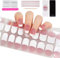22 Pcs Short French False Nails Semi Cured Gel Nail Strips, Nail Wraps Semi Cured Stick on Nails Long Lasting Stick on French Tip False Nails for Womens Girls Nail Art