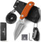 DRACHENADER Cuchillo de cuello Small X-WH, 7.6 cm Wharncliffe hoja fija de acero D2, mini cuchillo Full Tang con funda Kydex, cadena de bolas y clip para cinturón,