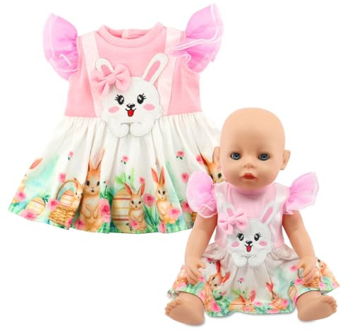 Fractoluxe Kleidung Outfits für Baby Puppen, Kleidung 43 cm mit Kaninchen Elementen, Puppenkleidung 35-43cm Mädchen, Puppenkleidung für New Baby