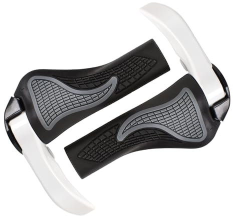 Fahrradgriffe, 22.2 mm Fahrradlenker MTB Griffe Ergonomisch mit Zwei Seiten Lock-On Design Horn Lenkergriffe, Rutschfestem, for MTB BMX Cycling Foldable Urban Bicycles Grips, Scooter Grips (weiß)