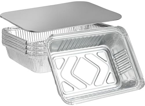 FIBOUND Lot de 20 Plats Aluminium 1L (Avec Couvercles) – Résistants au Four/Congélateur. Contenants Hermétiques pour Livraison Repas, Barbecue & Stockage. Adaptés Cuisine Maison/Restauration Rapide.