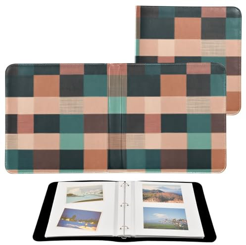 Album photo de famille pour toutes les tailles d'images Buffalo Plaid Check Teal Rose Gold Autocollant 10 x 15 cm, 12 x 17 cm, 15 x 20 cm