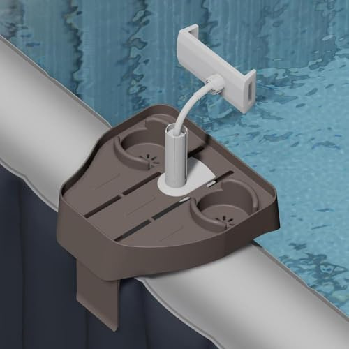 3-in-1 Adjustable Hot Tub Tray Table with Cup Holder Phone Holder, Clip-on Swimming Pool Table Tray, Hot Tub Caddy Drink Tray, Must Have Hot Tub Accessories for Adults